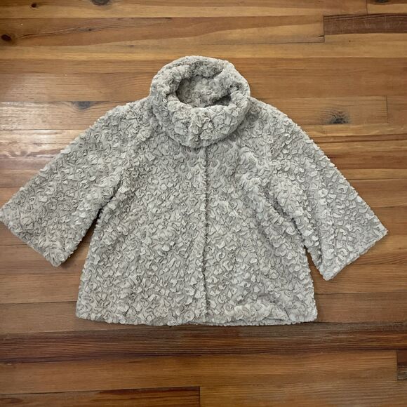 Taupe Faux Fur Swing Coat Jacket Womens Size M/L New - Picture 3 of 11